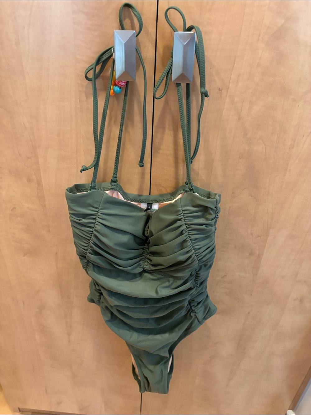 J. Crew Olive Green Ruched One-Piece Swimsuit